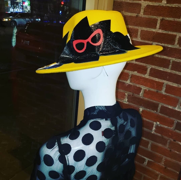 Yellow Panama Hat w/Leather Trim - Picture 2 of 10